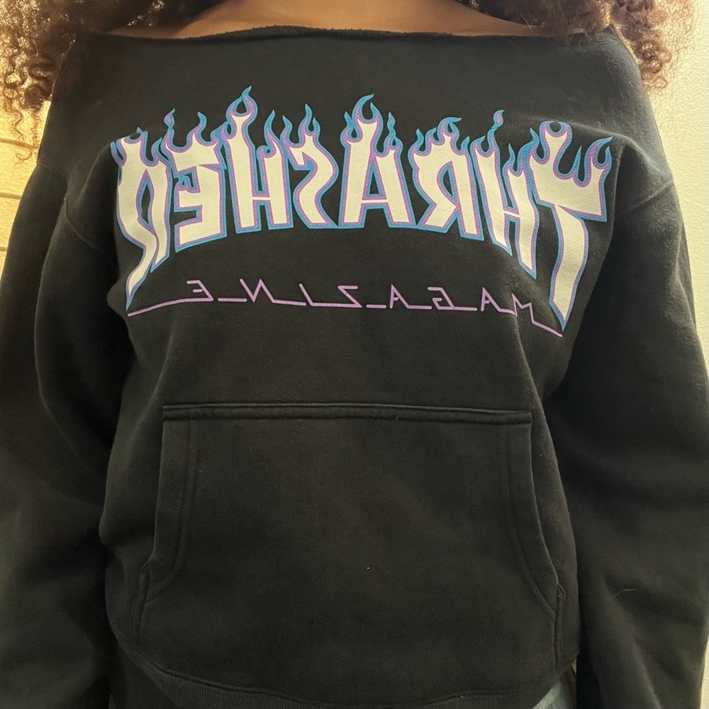 Thrasher Black Sweatshirt with Flame Logo
